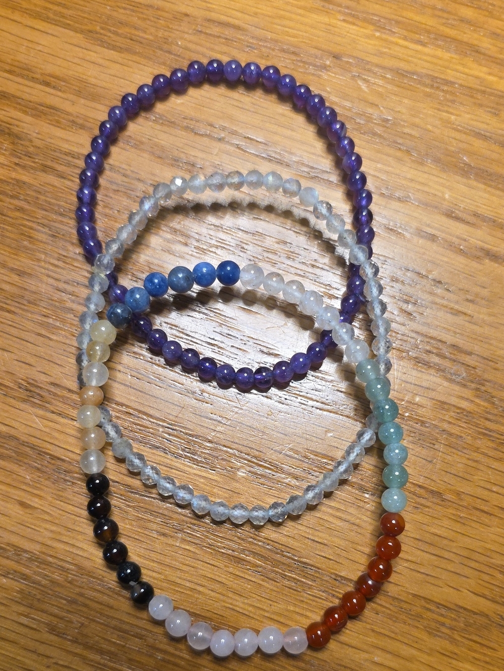 Multi-Color Stone Beaded Stretch Bracelet Set